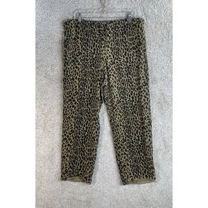 Lauren Ralph Lauren Pants Women's PM 100% Silk Pull On Cheetah Print Brown